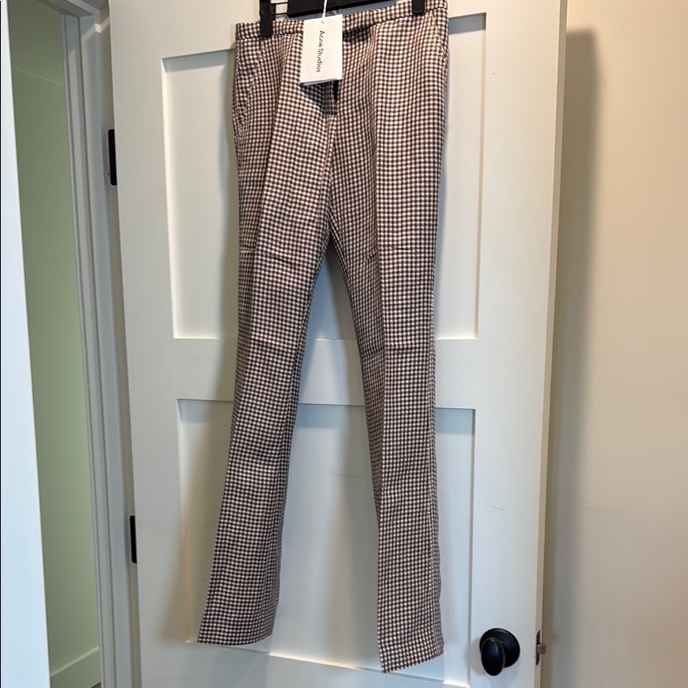 Acne Studios brown and light pink gingham pants